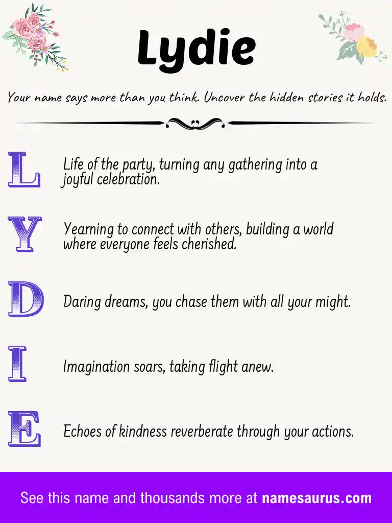 Acrostic poem about Lydie.