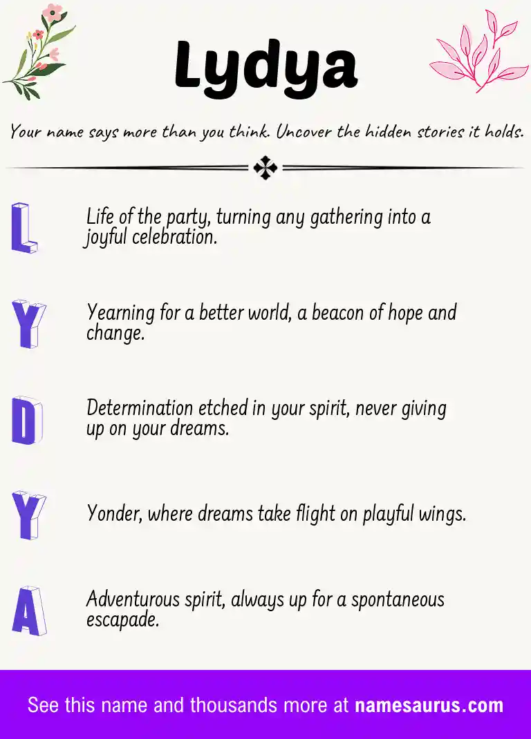 Acrostic poem about Lydya.