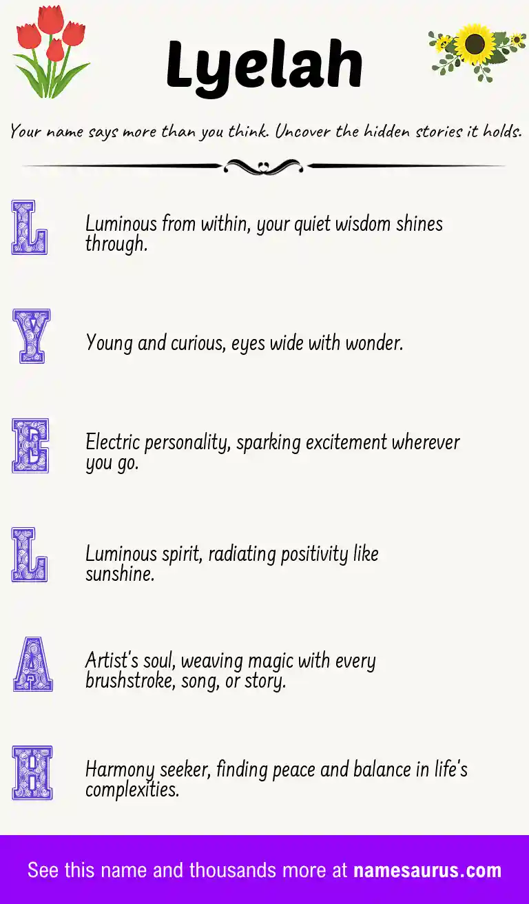 Acrostic poem about Lyelah.
