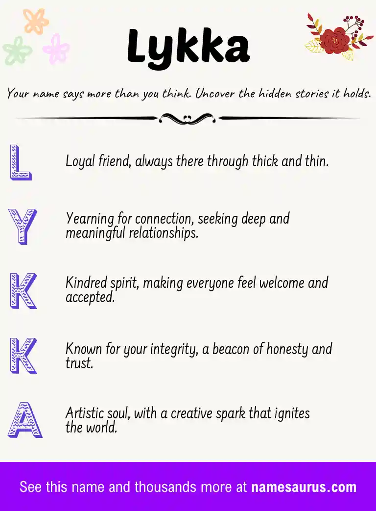 Acrostic poem about Lykka.