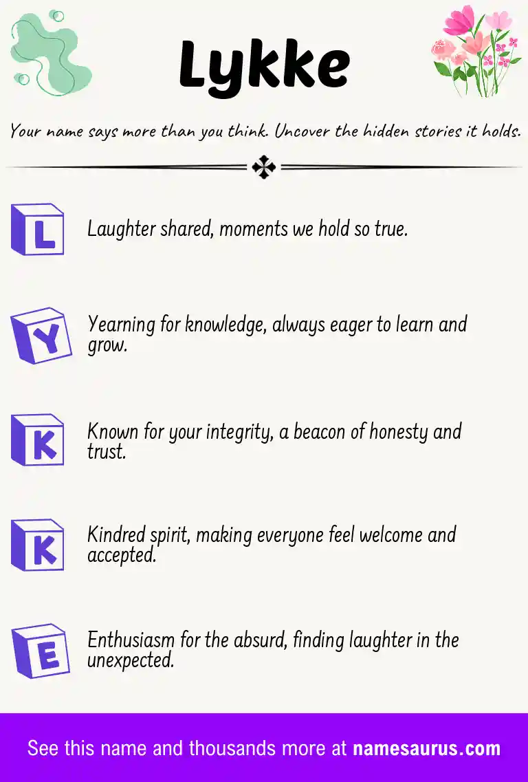 Acrostic poem about Lykke.