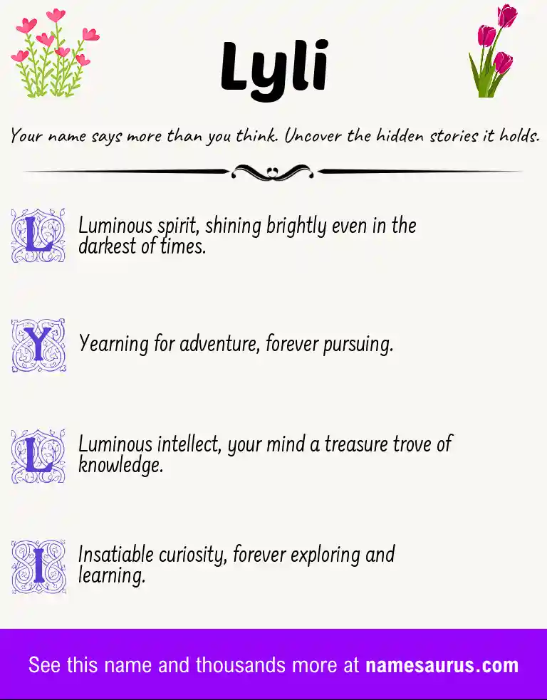 Acrostic poem about Lyli.