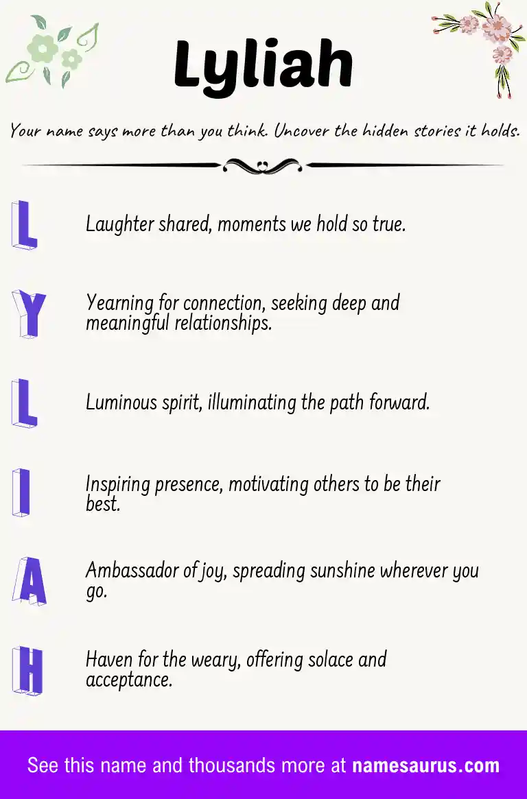 Acrostic poem about Lyliah.