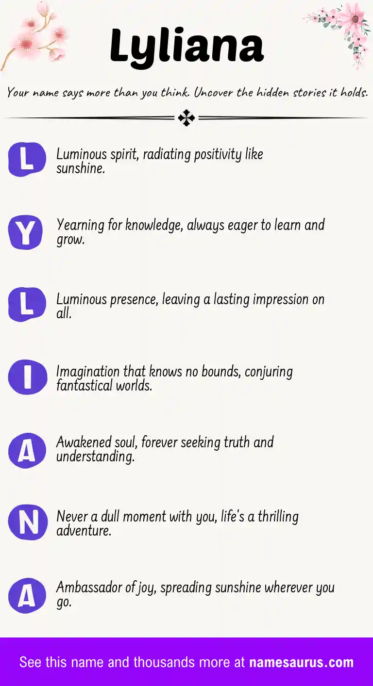 Acrostic poem about Lyliana.