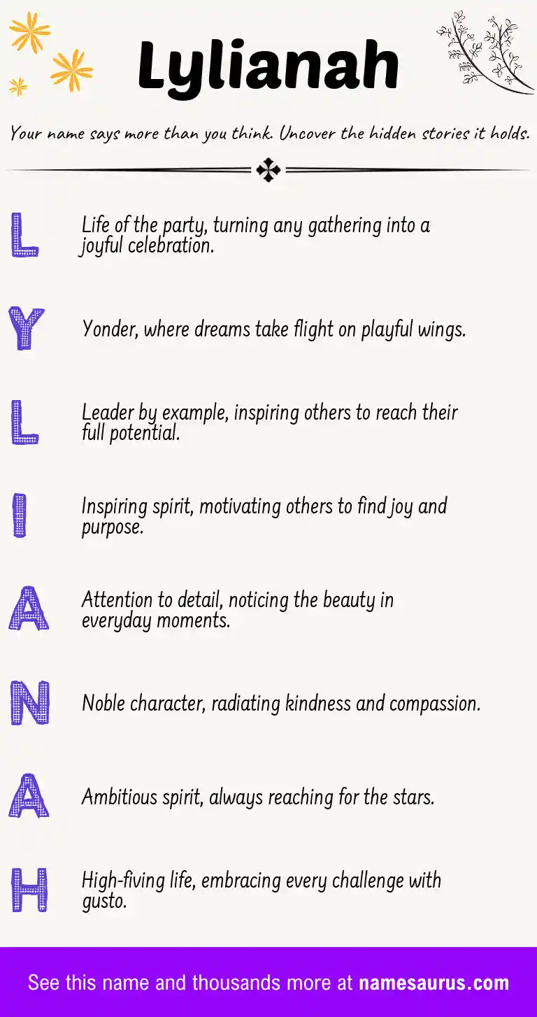 Acrostic poem about Lylianah.