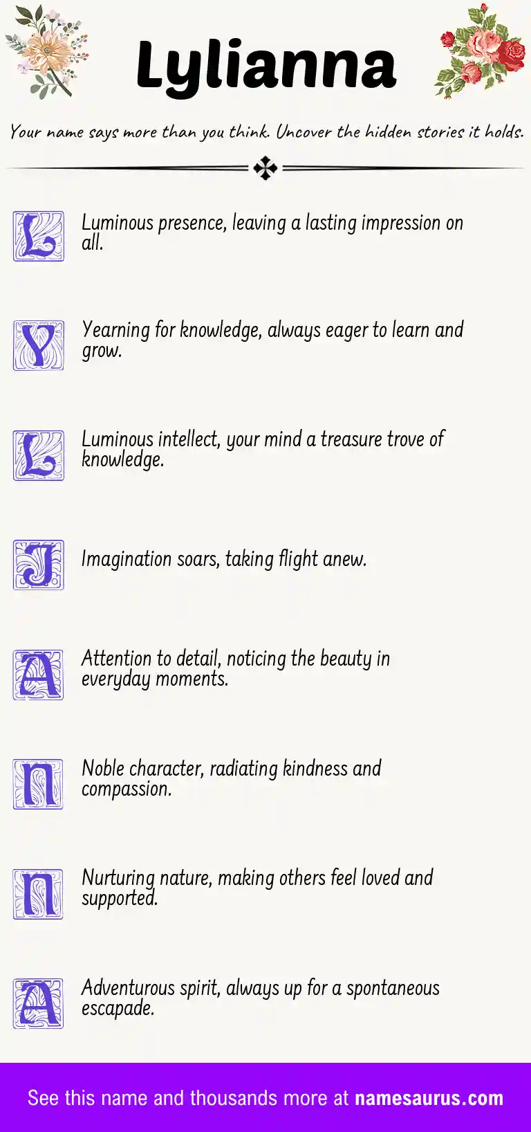 Acrostic poem about Lylianna.