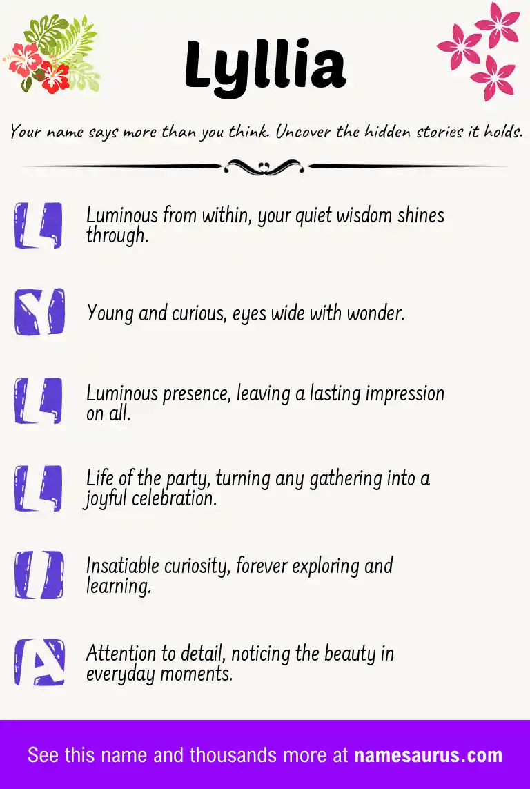 Acrostic poem about Lyllia.