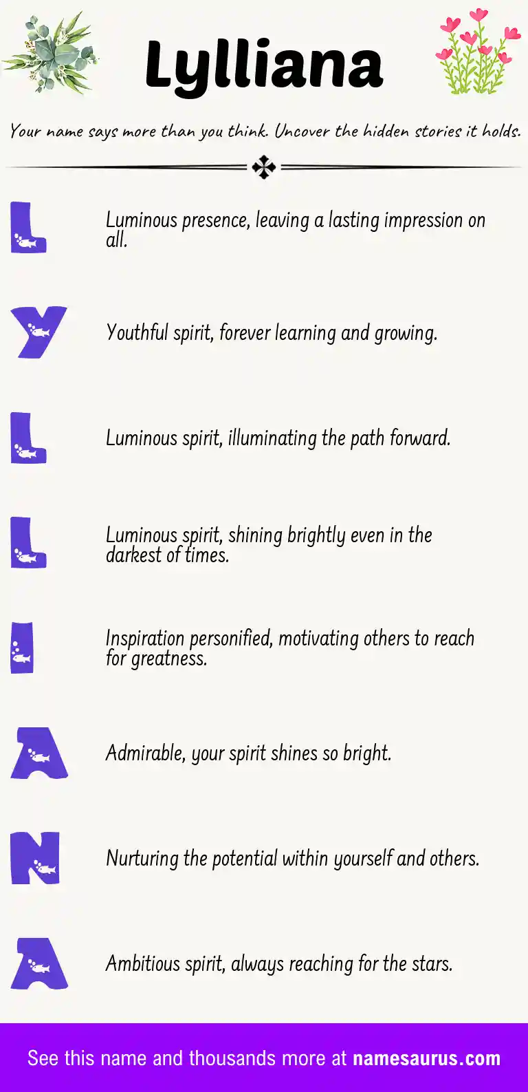 Acrostic poem about Lylliana.