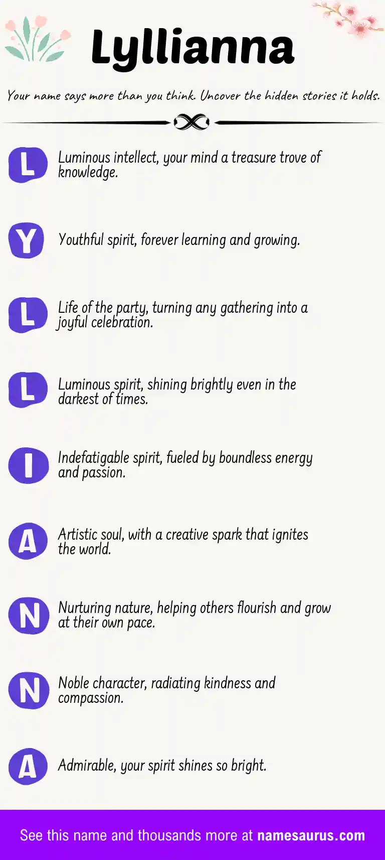 Acrostic poem about Lyllianna.
