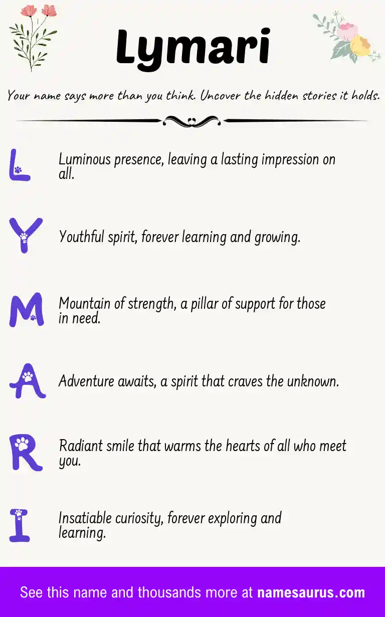 Acrostic poem about Lymari.