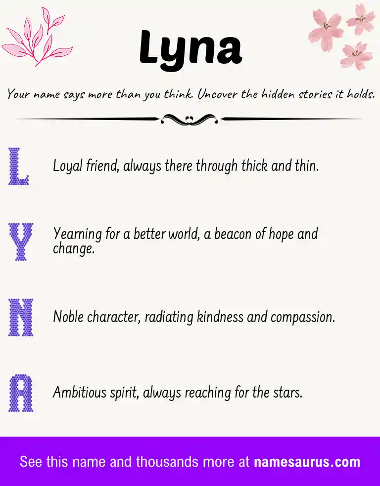 Acrostic poem about Lyna.