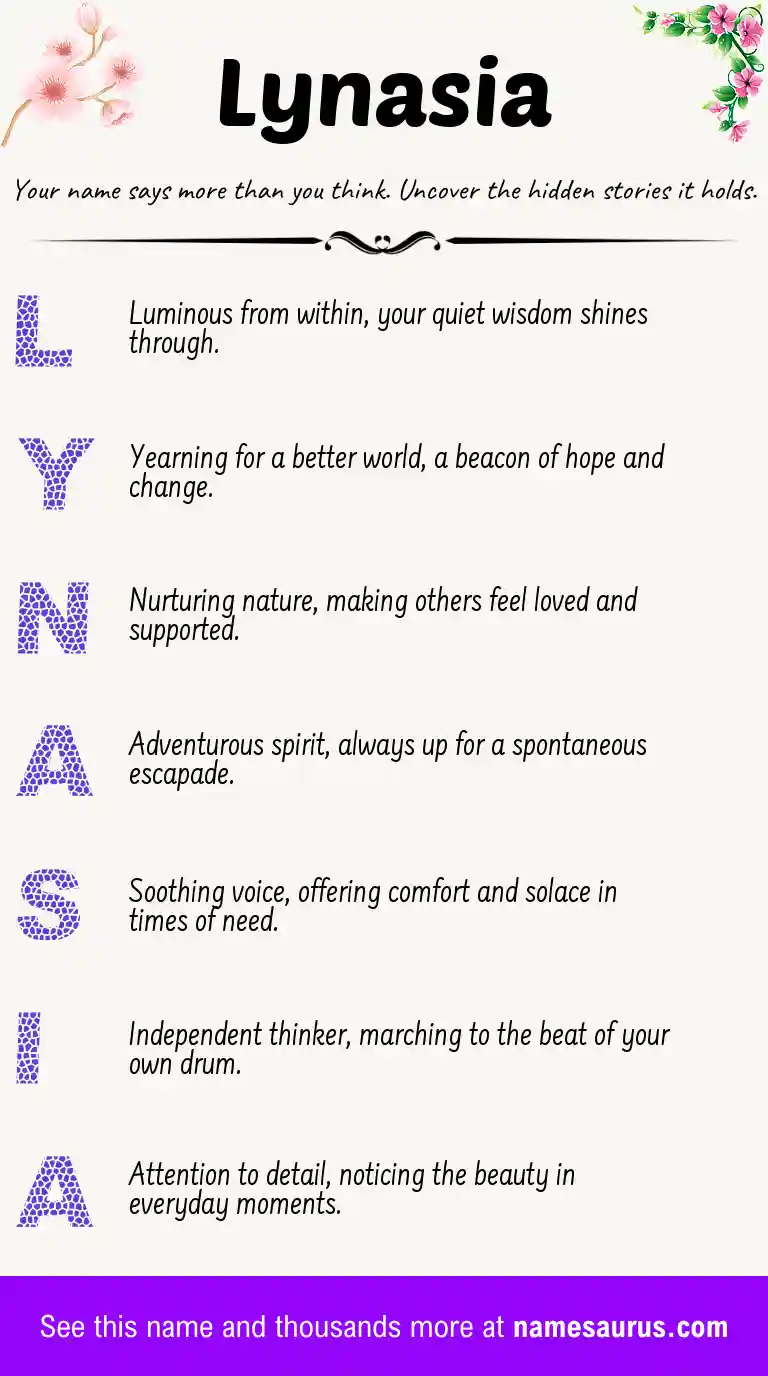Acrostic poem about Lynasia.