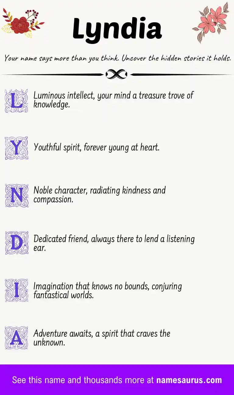 Acrostic poem about Lyndia.