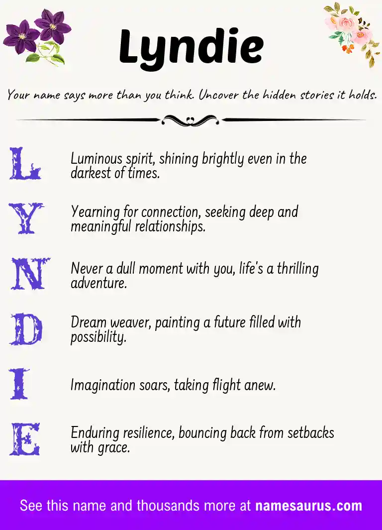 Acrostic poem about Lyndie.