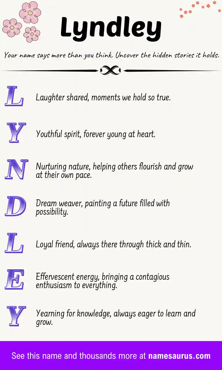 Acrostic poem about Lyndley.