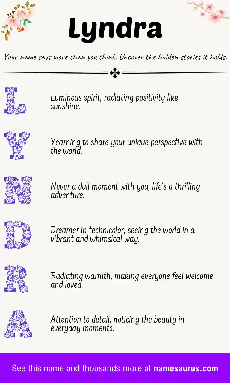 Acrostic poem about Lyndra.