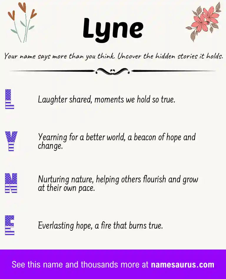 Acrostic poem about Lyne.
