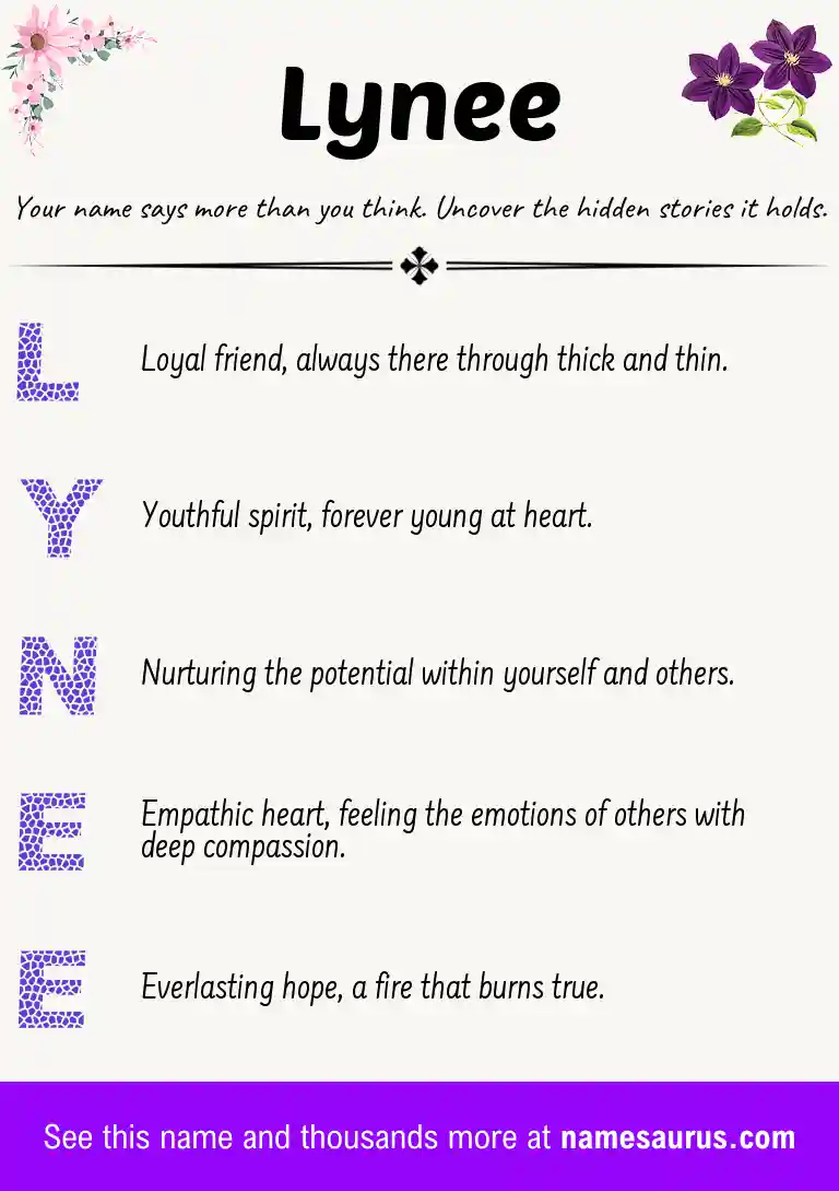 Acrostic poem about Lynee.