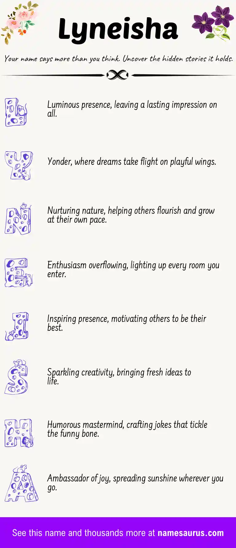 Acrostic poem about Lyneisha.