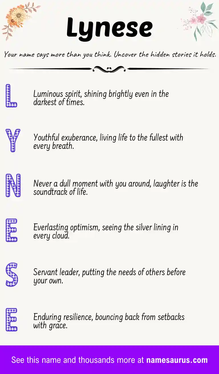Acrostic poem about Lynese.