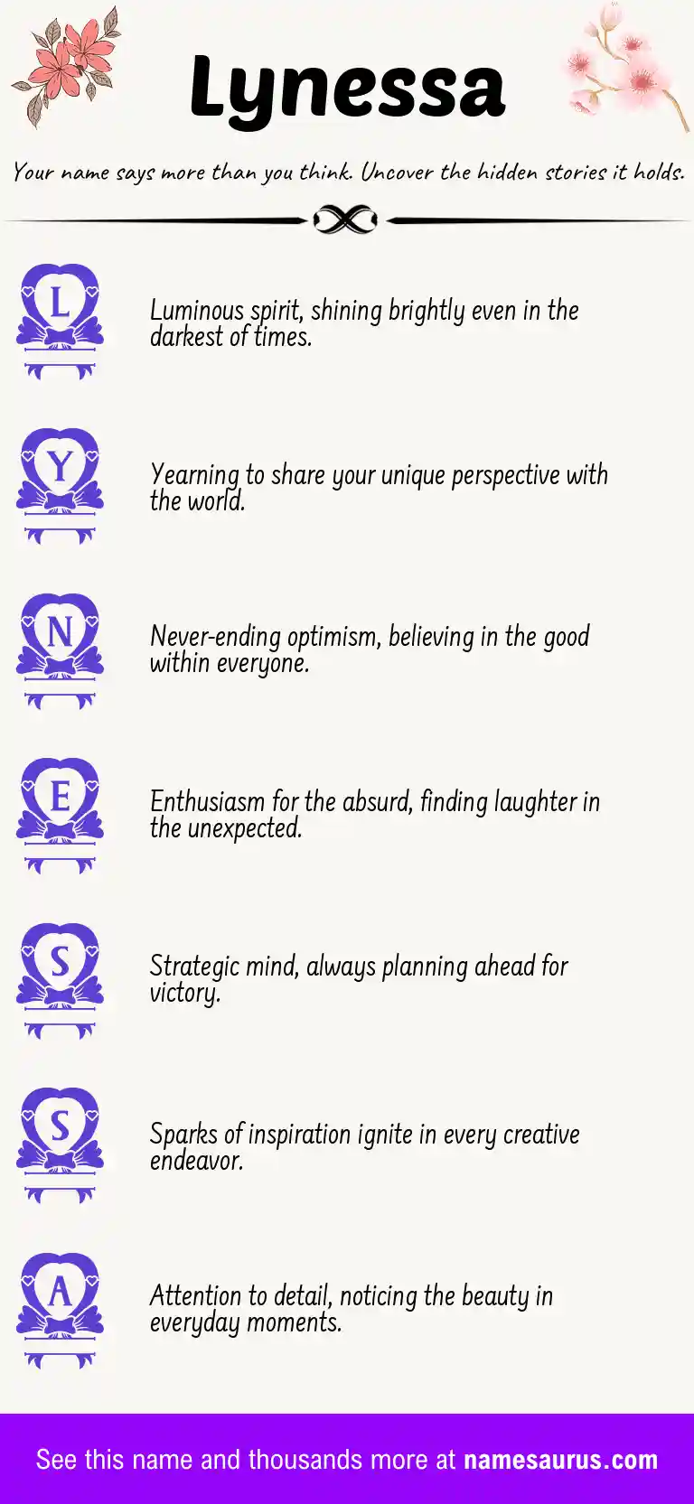 Acrostic poem about Lynessa.