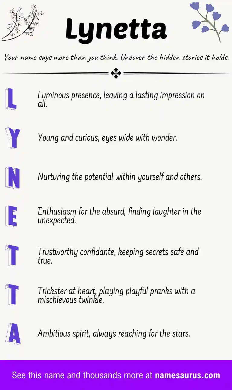 Acrostic poem about Lynetta.