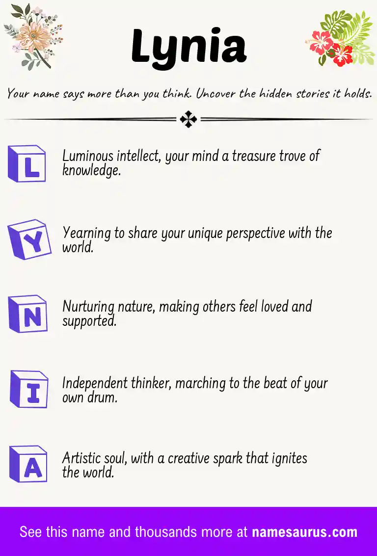 Acrostic poem about Lynia.
