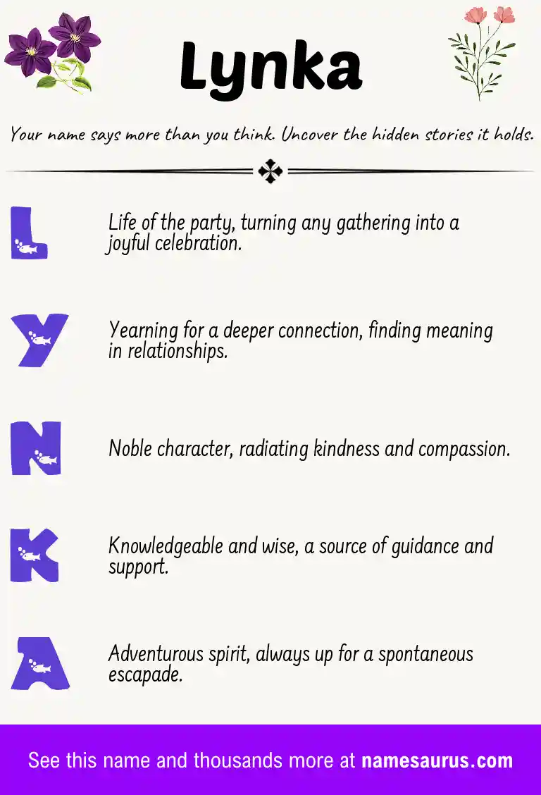 Acrostic poem about Lynka.
