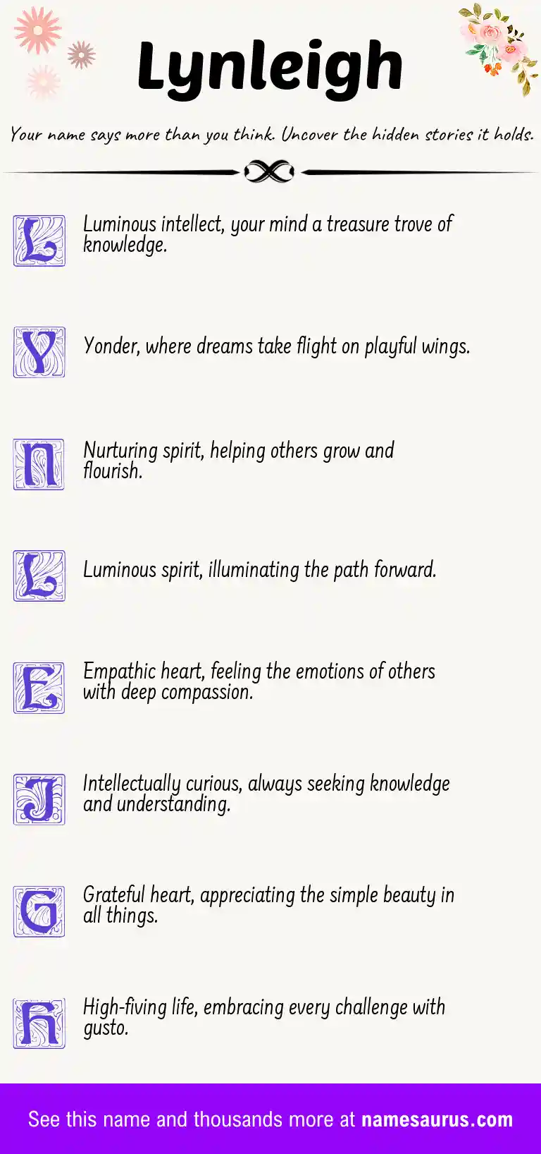 Acrostic poem about Lynleigh.