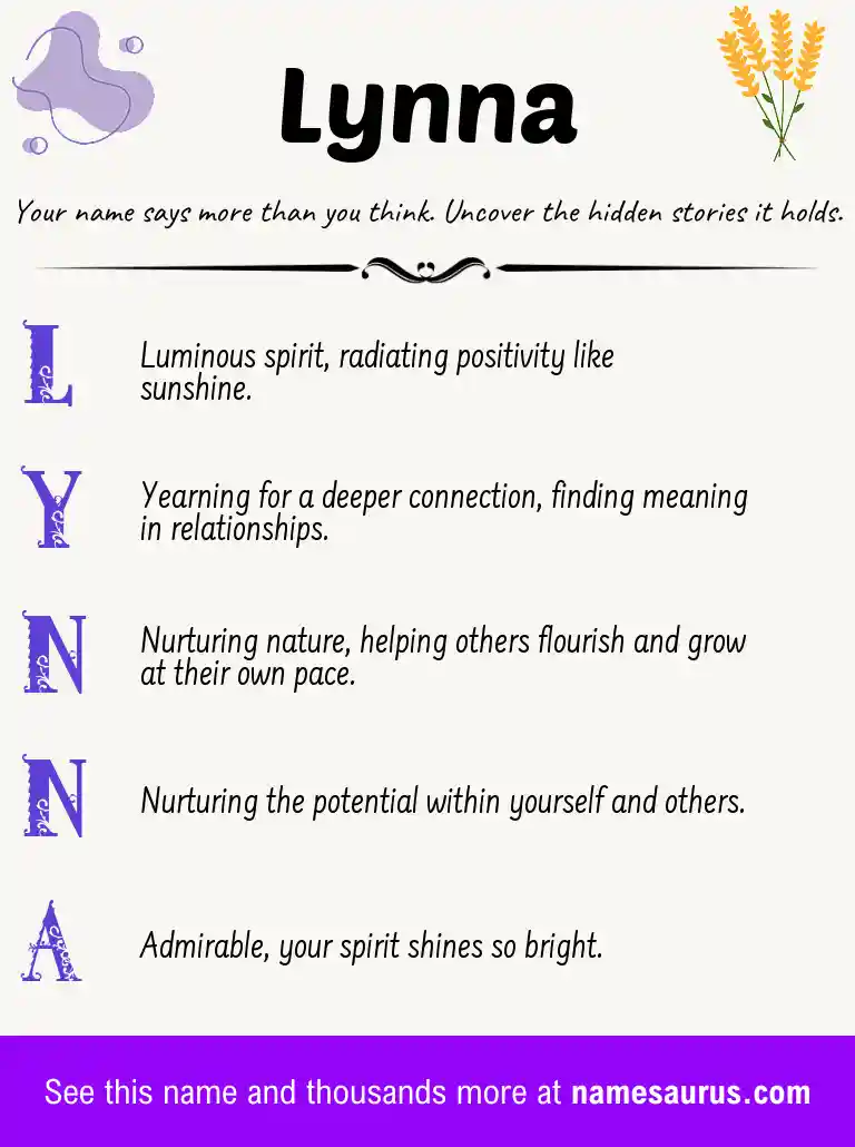 Acrostic poem about Lynna.