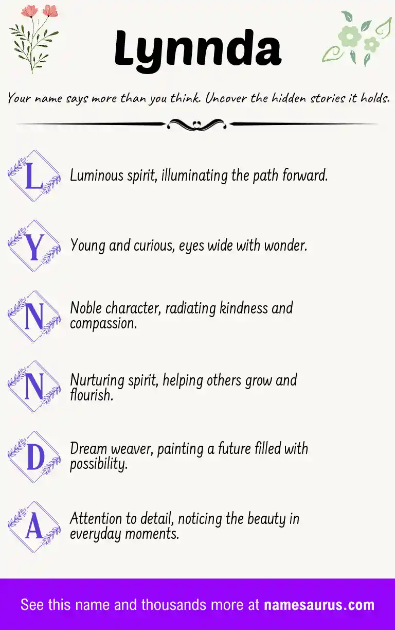 Acrostic poem about Lynnda.