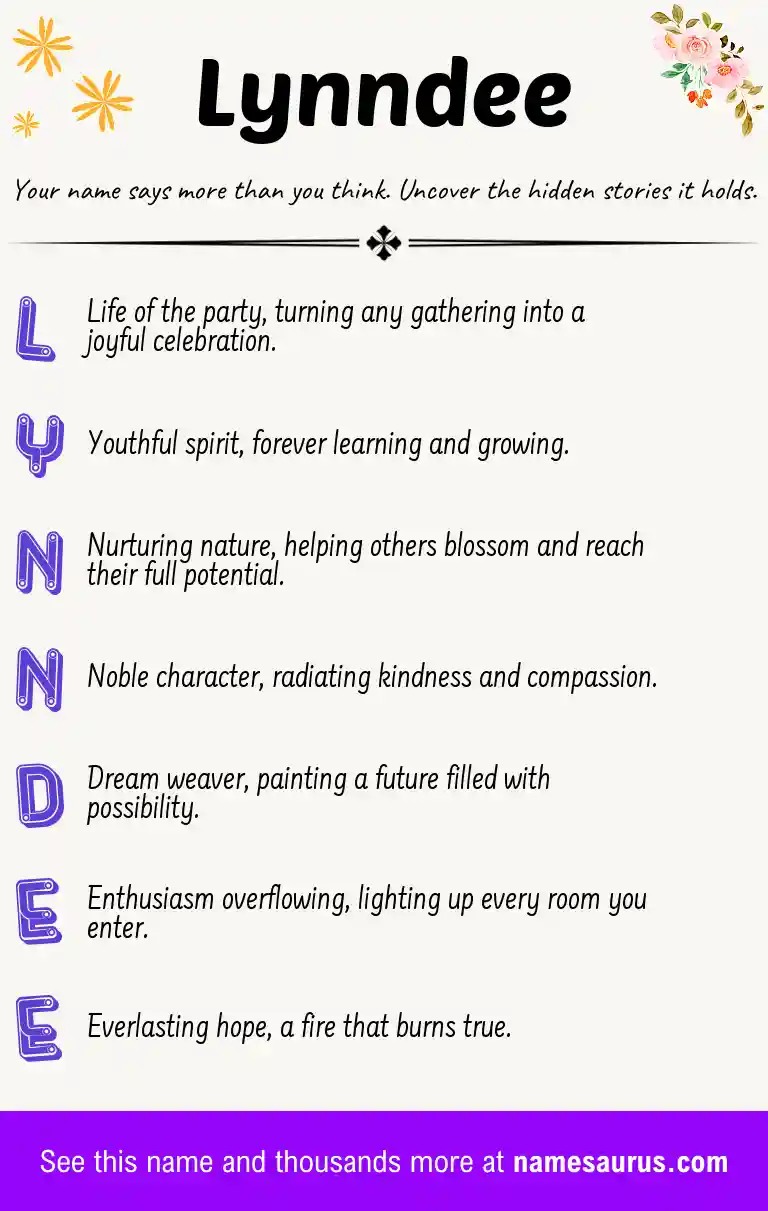 Acrostic poem about Lynndee.