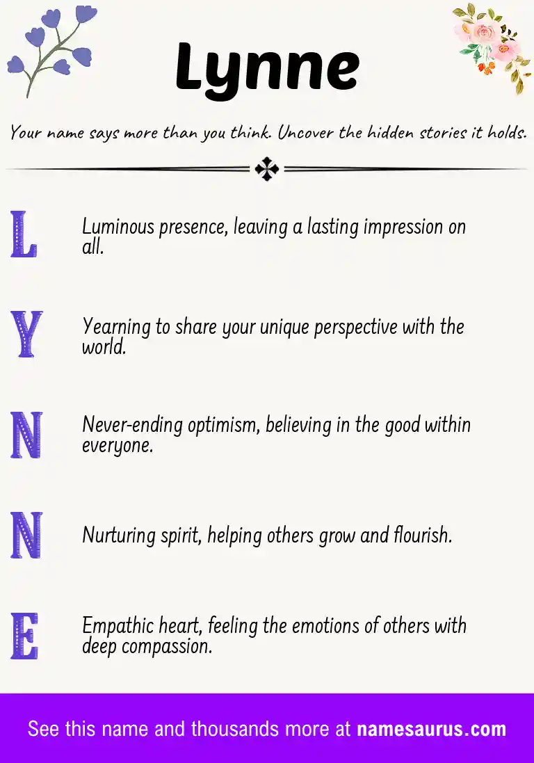 Acrostic poem about Lynne.
