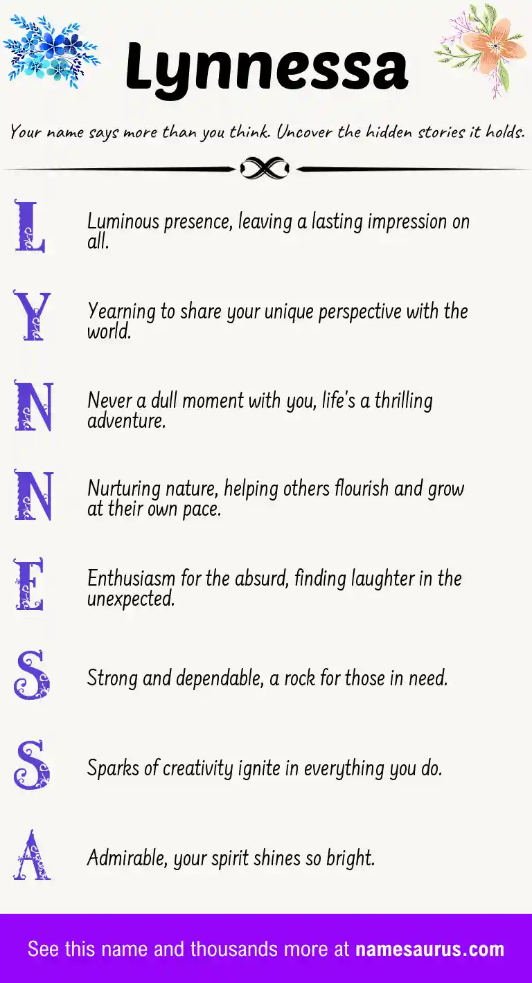 Acrostic poem about Lynnessa.