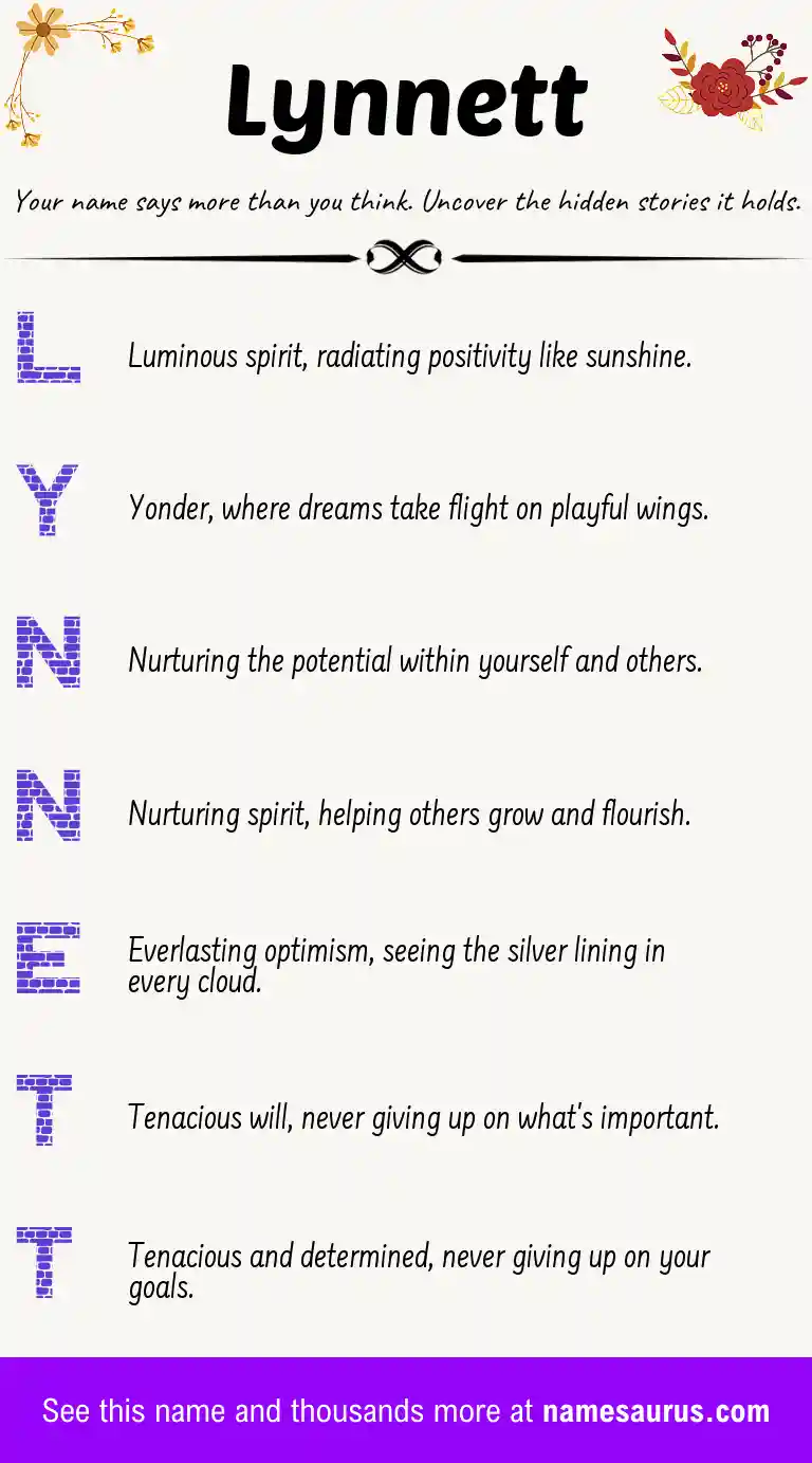 Acrostic poem about Lynnett.