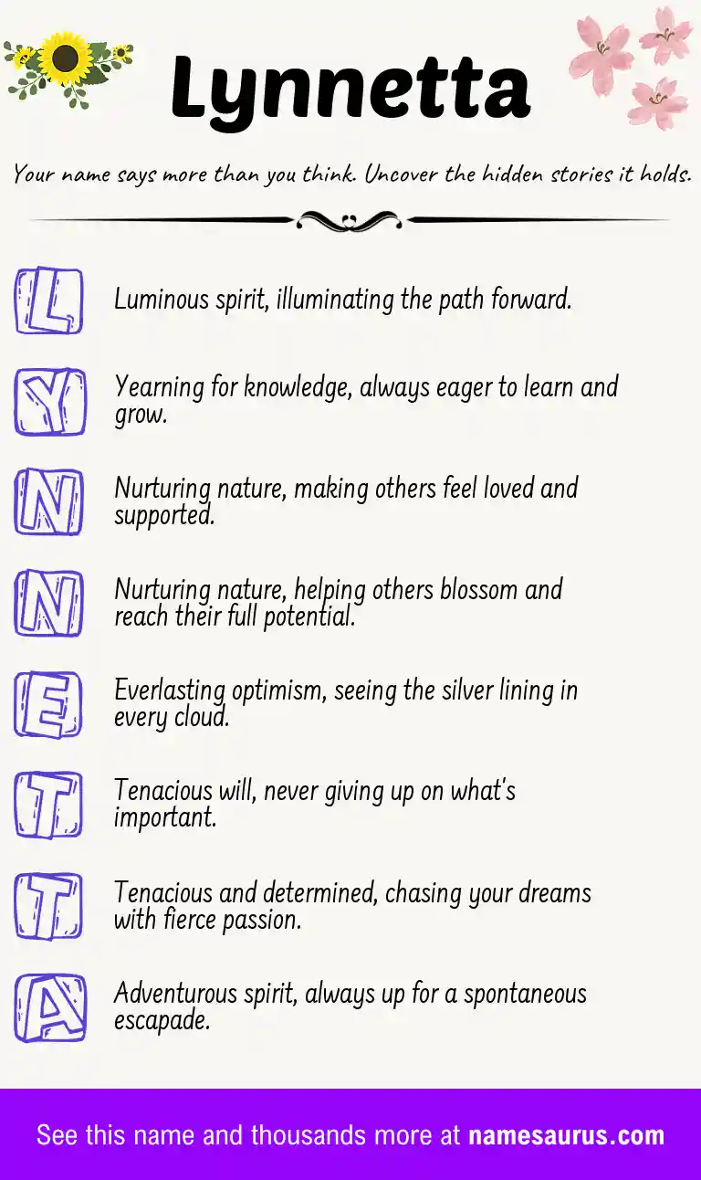 Acrostic poem about Lynnetta.