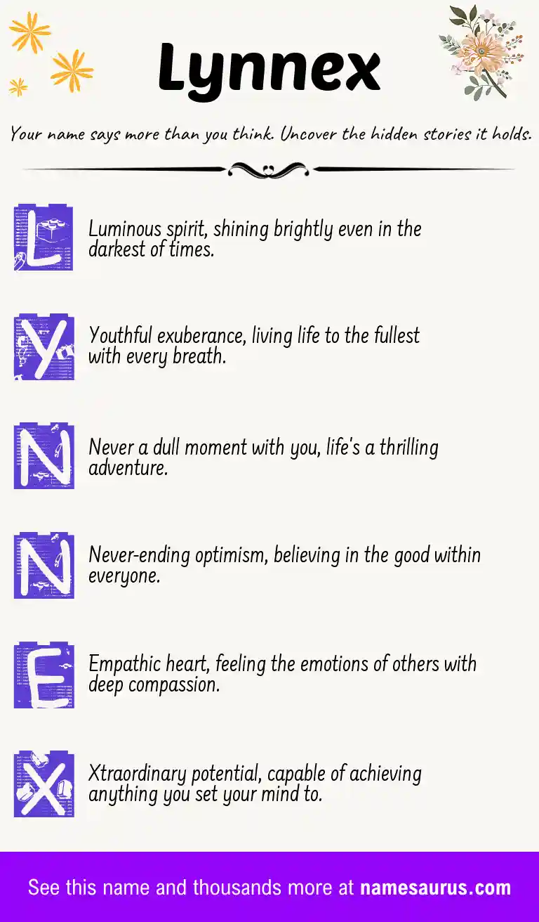 Acrostic poem about Lynnex.