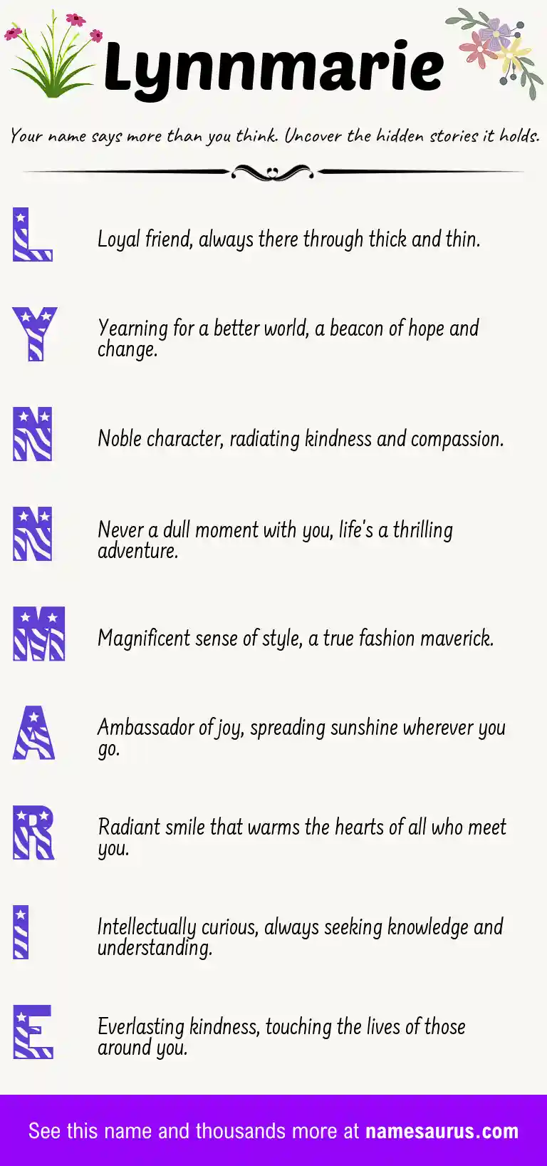 Acrostic poem about Lynnmarie.