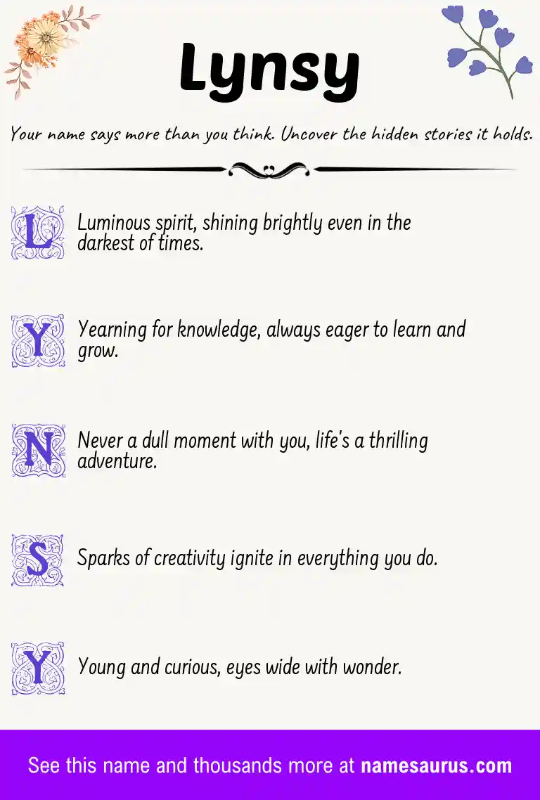 Acrostic poem about Lynsy.