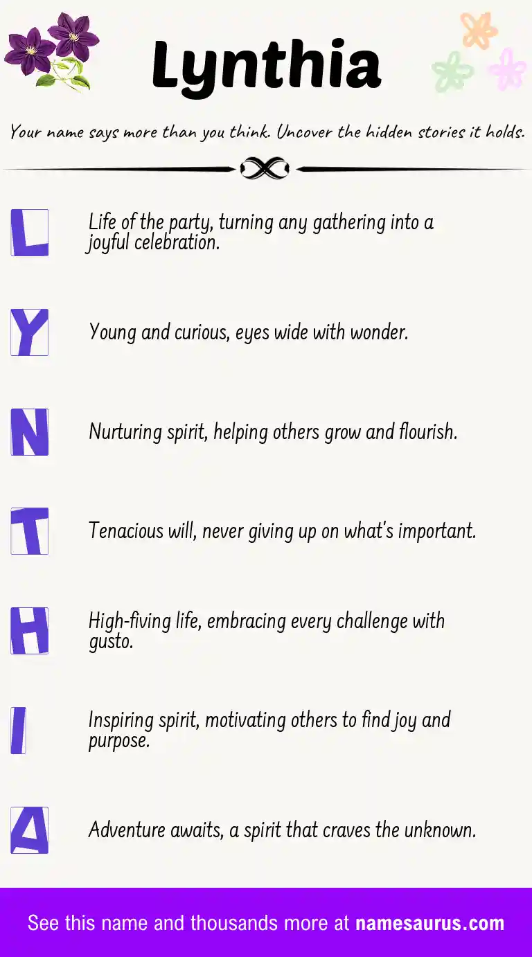 Acrostic poem about Lynthia.