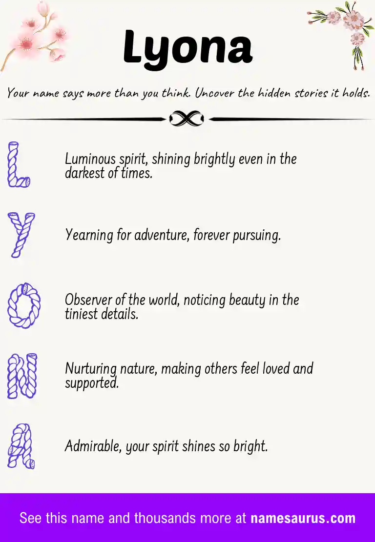 Acrostic poem about Lyona.