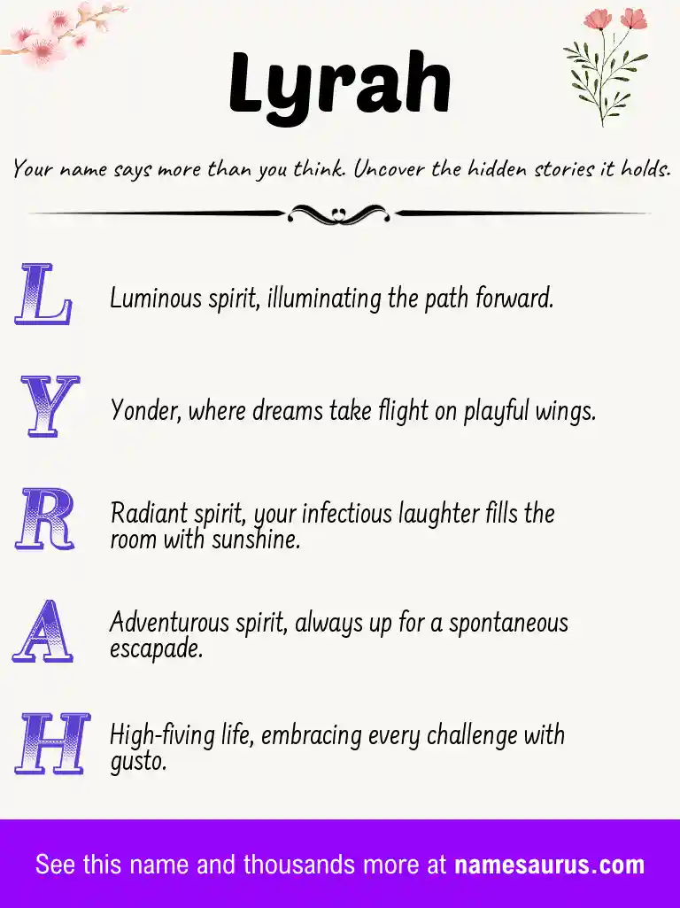 Acrostic poem about Lyrah.