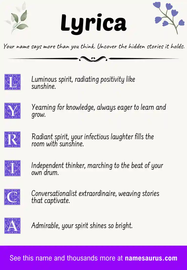 Acrostic poem about Lyrica.