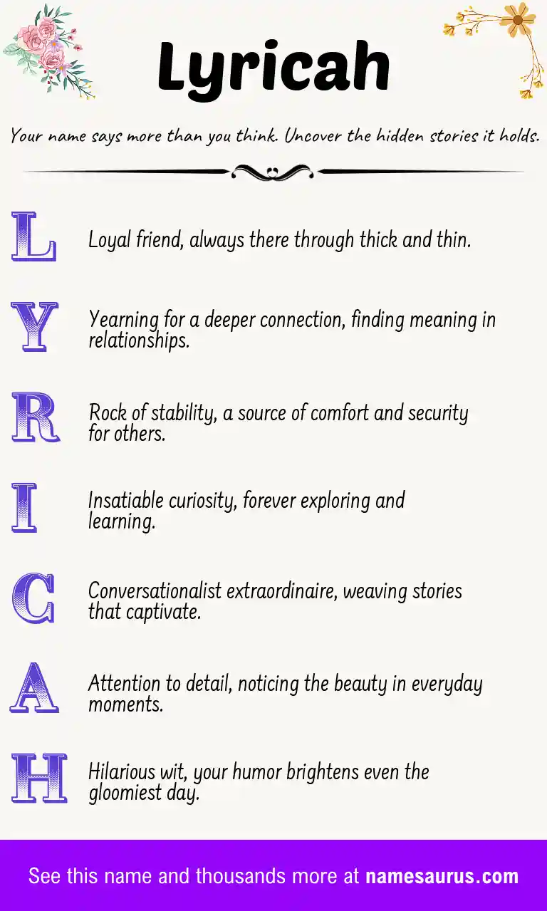 Acrostic poem about Lyricah.
