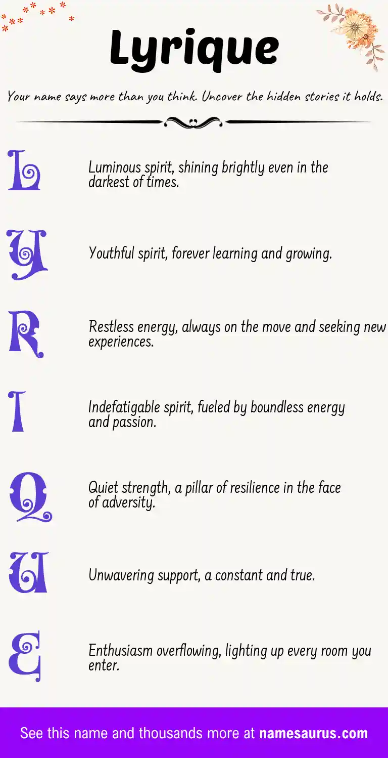 Acrostic poem about Lyrique.