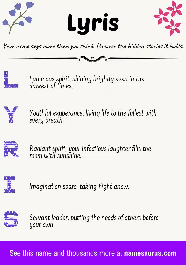 Acrostic poem about Lyris.