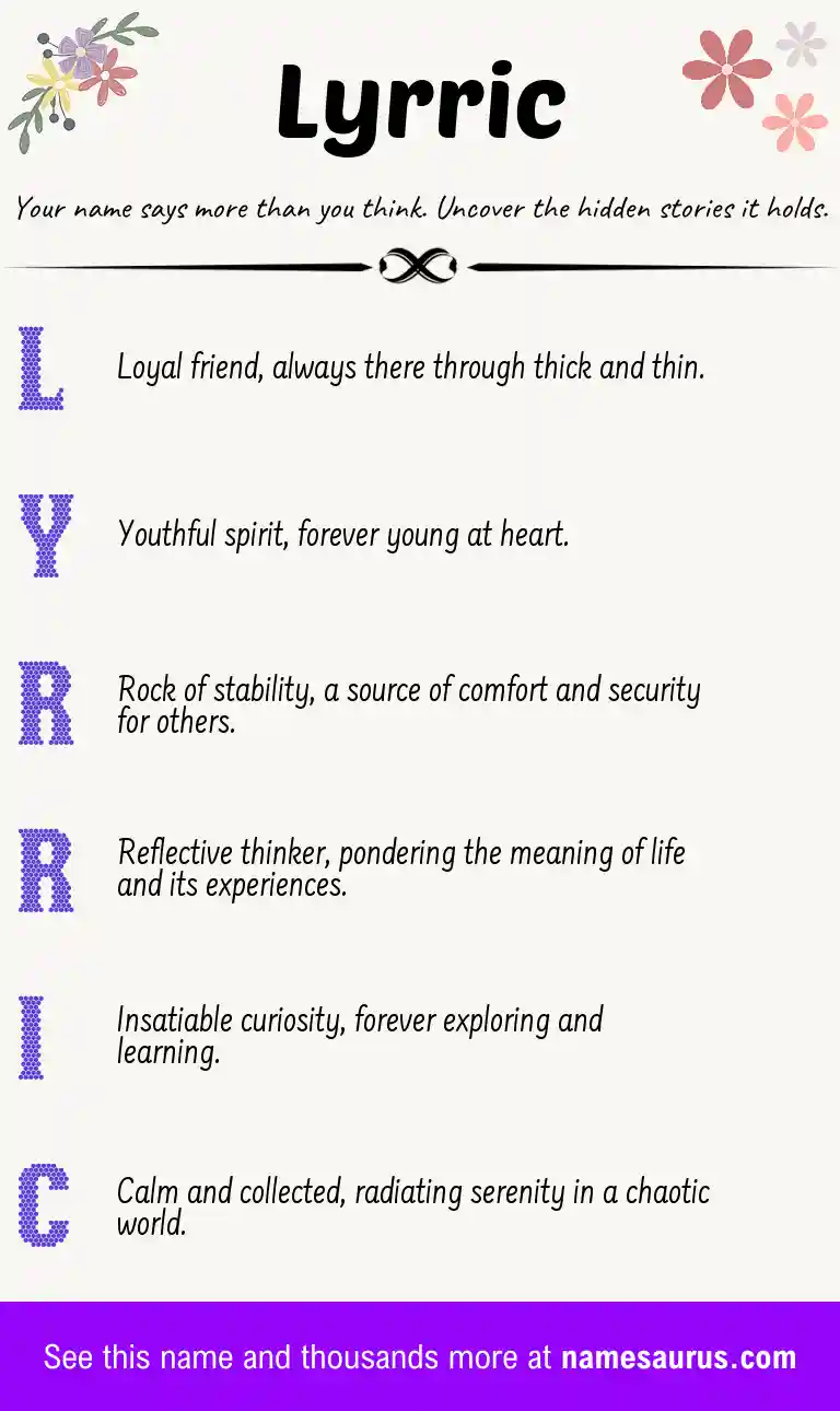 Acrostic poem about Lyrric.