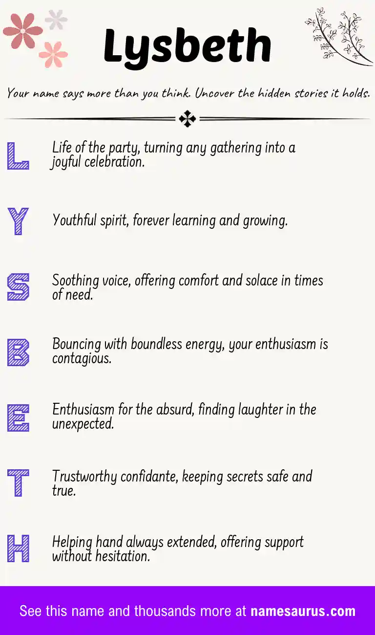 Acrostic poem about Lysbeth.