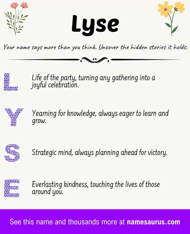 Acrostic poem about Lyse.