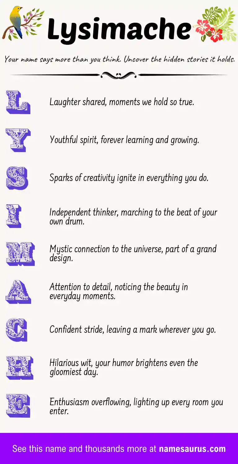 Acrostic poem about Lysimache.